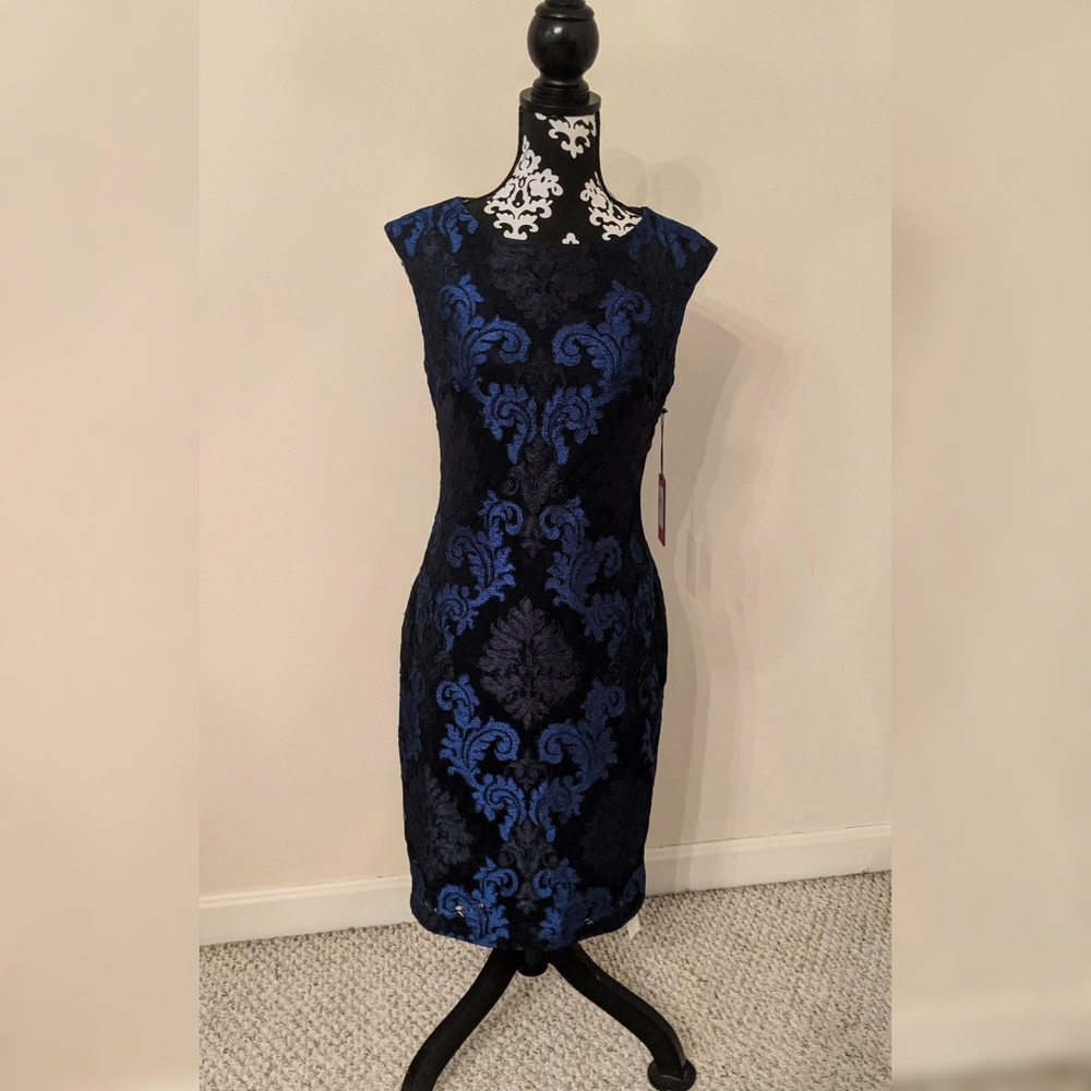 NWT Beautiful Vince Camuto black & blue lace dress